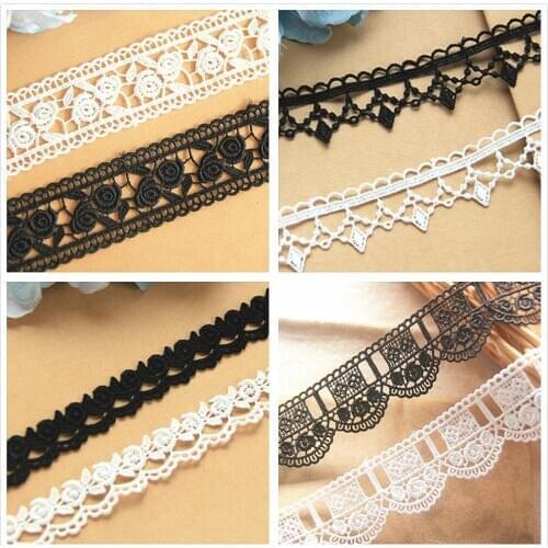 2cm-4cm White Lace Trims Polyester Embroidered Lace 5 Yards Guipure Lace 3d Flower Embroidery Appliqued Lace Black White