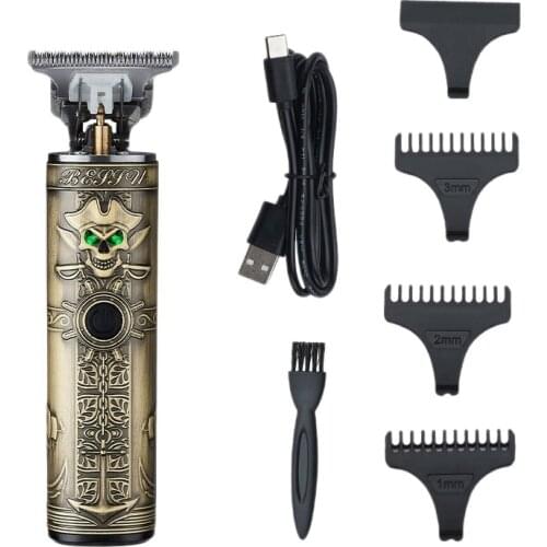AD-USB Rechargeable T9 Baldheaded Hair Clipper Hair Trimmer Cordless Shaver Trimmer 0mm Men Barber Hair Cutting Machine