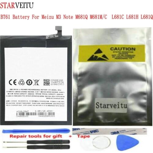 STARVEITU BT61 Battery for Meizu M3 Note M681Q M681M/C L681C L681H L681Q Bateria Rechargeable Li-polymer Batteries Repair Tools