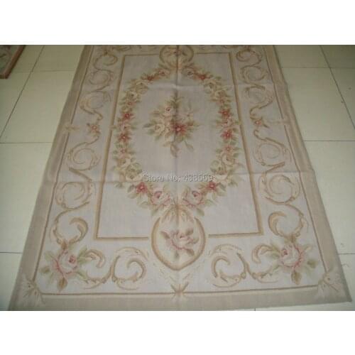 Free Shipping 4'X6' Woolen Aubusson rug handmade 100% wool rugs and carpets very high quality