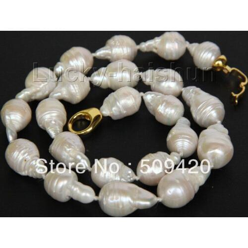 Free Shipping>>>natural 18" 25mm baroque white Reborn keshi pearls necklace