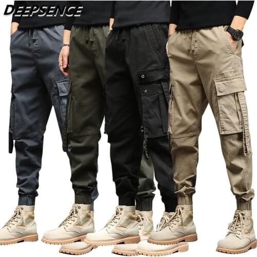 Men Pants 2021 New Autumn Cargo Pants Men Fashion Outdoor Casual Trousers 95% Cotton Elastic Leg Opening Elasticity Pants Men