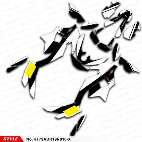 Aftermarket Black White Stickers Custom Graphics for 790 Adventure 890 ADV R 2019 2020 2021, Style No.KT79ADR19N010-X