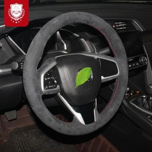 For Honda hand-stitched steering wheel cover 9th gen 10th gen Civic CR-V Jade premium suede leather grip cover car accessories