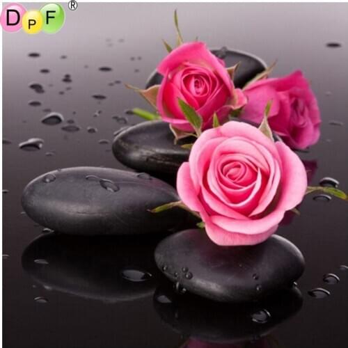 DPF Full Square 5D DIY Diamond Painting Cross Stitch Cobblestone&Rose diamond Embroidery Rhinestone diamond Mosaic Painting Gift