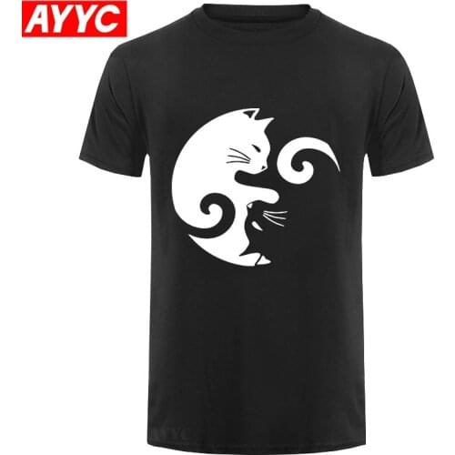 AYYC T Shirt Tshirt loose short sleeve tshirt for men tees shirt 100% cotton summer cat printed knitted men T shirt tee shirt