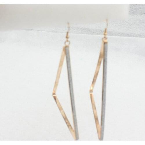 Geometric triangle dangle earrings for women alloy nickel free girls gifts gold color fj191