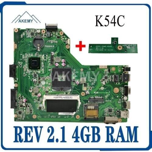 K54C Motherboard REV 2.1 4GB RAM For Asus K54C X54C K54Ly K54hR Laptop motherboard K54C Mainboard X54C Motherboard test 100% OK