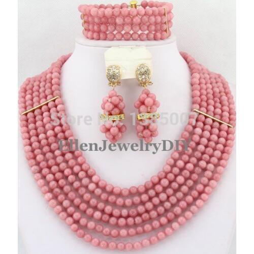 Beautiful African Nigerian Wedding Beads Jewelry Set Necklace Bracelet Earrings Sets,African Beads Jewelry Set JL4170