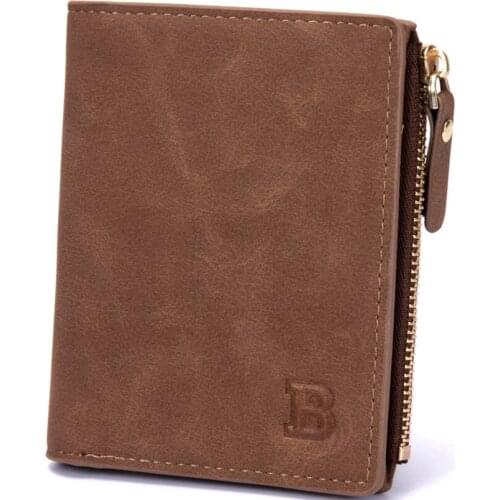 Short Zipper Wallets Mens PU Leather Wallet for US Dollar Cash Male Leisure Bi-Fold Card Holder Coin Purse Casual