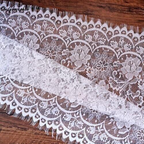 Cindylaceshow 3 meters 50cm Width White Black Eyelash Lace Trimmings Womens Dress Lace Fabcis Sewing Applique Costume Design