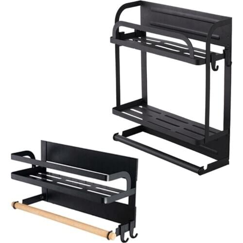 Magnetic Refrigerator Side Rack Multifunction Storage Holder Paper Towel Shelf M68E