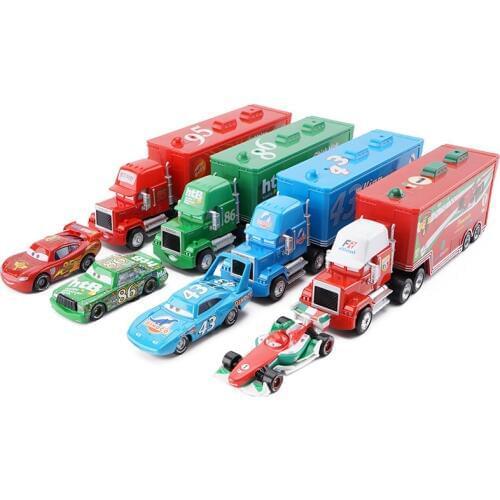 Disney Pixar Cars 2 3 Lightning McQueen King F1 Uncle Cargo Truck Diecast Alloy Cars Model Childrens Day Gift Toy For Kid Boy