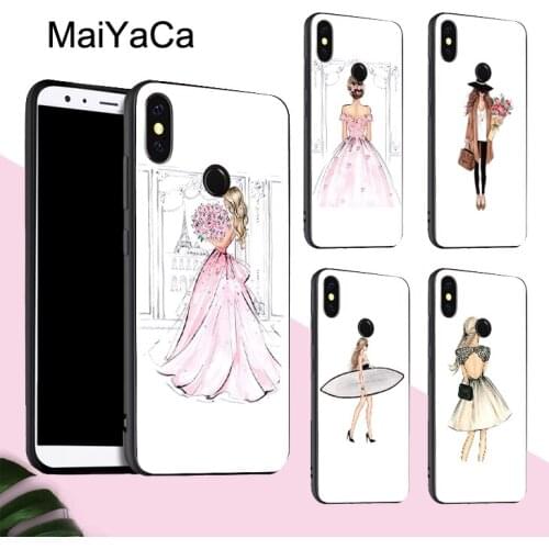 Fashion Girl Dress Art Poster Girly Case For POCO X3 F2 Pro Case For Redmi Note 8 Pro 8T 7 9 9S 9A 9C For Mi Note 10 Lite A3