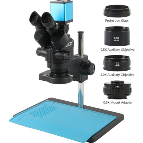 3.5X-90X Simul-Focal Trinocular Stereo Microscope 1080P HDMI Video Industrial PCB Soldering Measuring Camera
