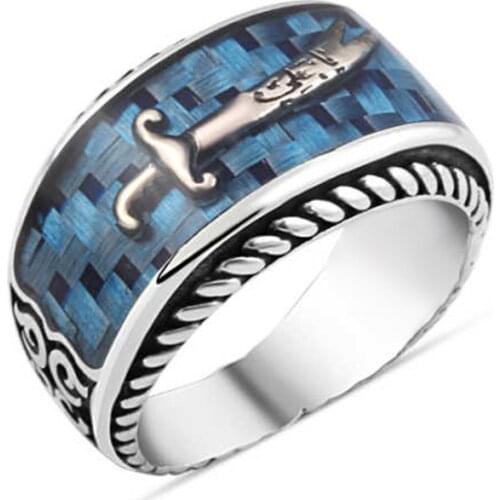 Carbon Top Zülfikarlı Silver Men 'S Ring