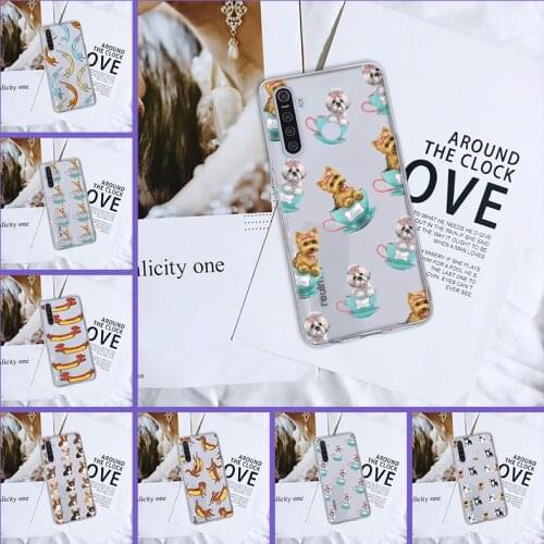 Cute Dog Cat Puppy Kawaii Funny Silicone Soft Back Cover For Realme C3 X3 Xt C11 6i X Phone Case For Oppo Realme 5 6 X50 X2 Pro