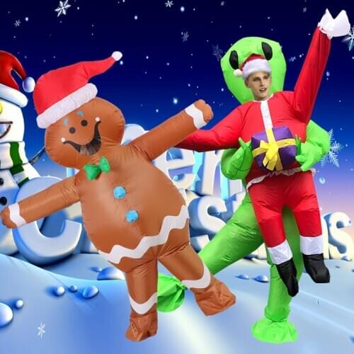 2020 New Design Christmas Cosplay Costumes Inflatable Alien Costume Adult Kids Cute Santa Claus Blow Up Garment Party Dresses