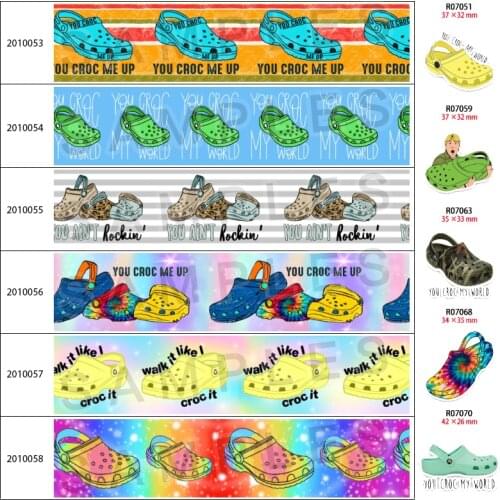 New Arrivels Shoe Cartoon Printed 5 Yards 25mm/38mm/50mm/75mm Grosgrain/Satin Ribbon For Hair Bows DIY Accessories 201005