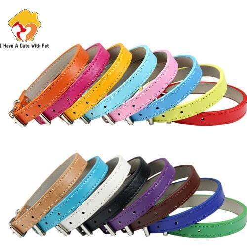 Soft Leather Solid Dog Collar Adjustable Puppy Neck Strap Safe Collars for Small Medium Big Dog Kitten Necklace Cat Accessories