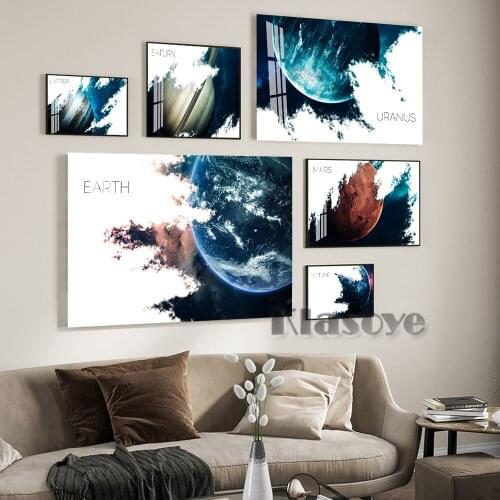 Planet Watercolour Prints Poster Mercury Venus Mars Saturn Neptune Astronomy Art Custom Star Decor Canvas Painting Room Decorate