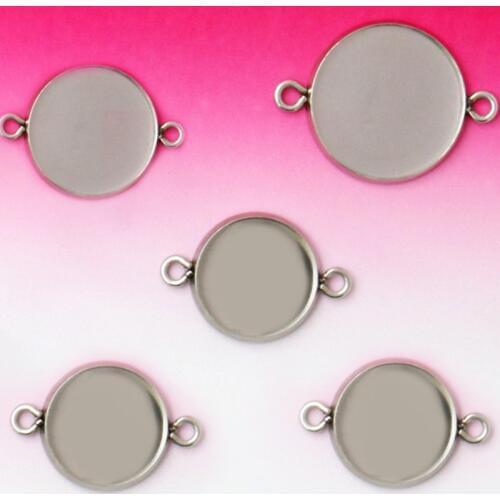 20pcs Fit 8/10/12/14/16/18/20/25mm Cabochon Stainless Steel Pendant Cabochon Base Blank Tray Bezel Setting DIY Jewelry Findings