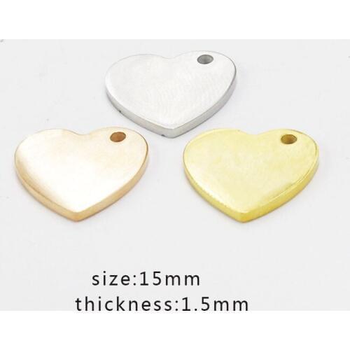 20pcs 15mm Steel Color Stainless Steel Heart Shape charm Heart pendant For Necklace DIY Handmade Jewelry Making