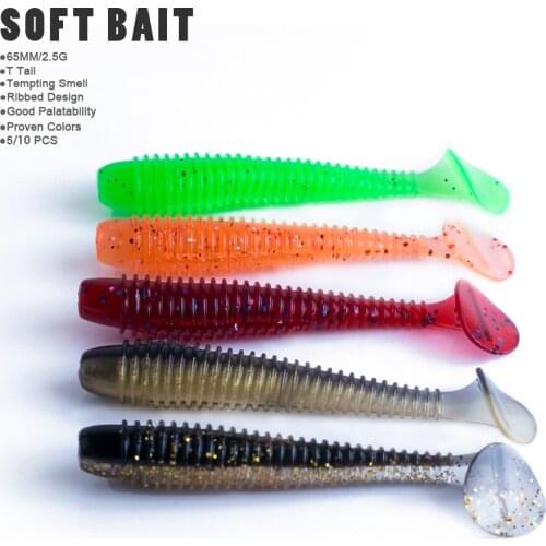 5/10/20 pcs Lot Worm Soft Lures Silicone Bait 6.5cm 2.5g Goods For Fishing Sea Fishing Pva Swimbait Wobblers Artificial Tackle