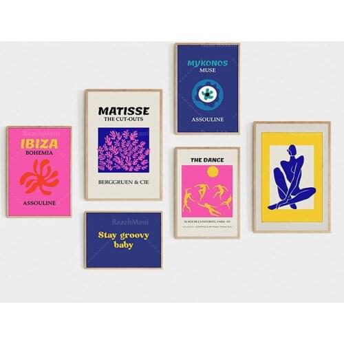 Henri Matisse prints, 6 prints, Matisse hollow prints, Matisse nude women prints, dance prints, colorful pink wall art posters