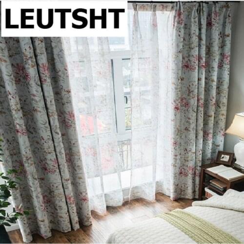Modern Simple Curtains for Living Dining Room Bedroom European Style Printed Curtains with One-sided Light Shielding Fabri Tulle