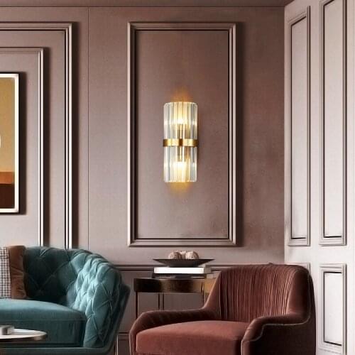 Nordic Crystal LED Wall Lamp Living Room Background Wall Light Modern Minimalist Staircase Aisle Corridor Bedroom Bedside Lamp