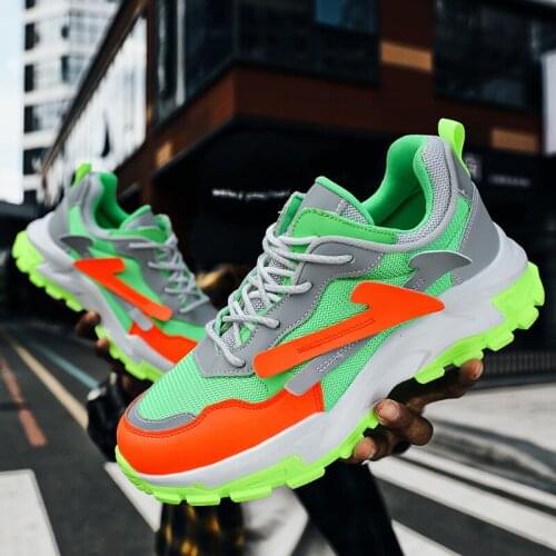 Spring and Summer Mens Low-top Shoes Ins Explosive Color Matching Breathable Mesh Tide Shoes Old Shoes Casual Sports Shoes