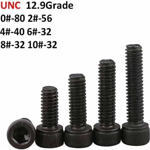 UNC Socket Head Screws Grade 12.9 Cup Allen Head Screw US Standard Hex Hexagon Bolt 0#-80 2#-56 4#-40 6#-32 8#-32 10#-32