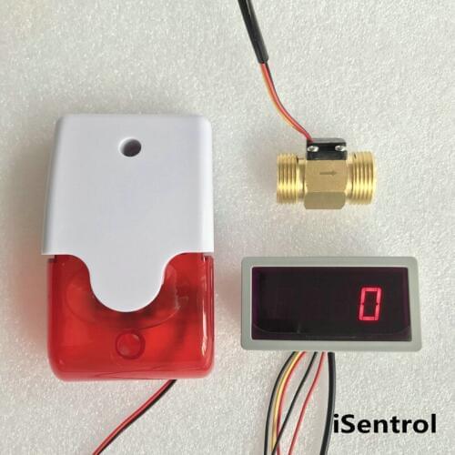 US308MT Turbine Flow Meter Alarmer USC-HS43TI 2-45L/min Brass hall effect water flow sensor CE certificate iSentrol Electronics