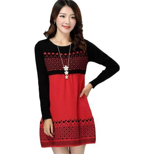 Knit sweaters for women spring and autumn fashion bottoming shirt pullover long sweaters Plus size knit dress female OKXGNZ 1778