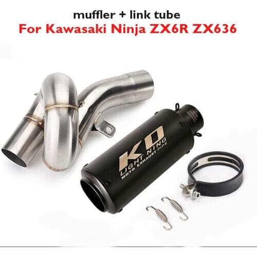 Motorcycle 51mm Exhaust Tip Muffler Connection Link Mid Pipe for Kawasaki Ninja ZX6R ZX636 2009-2020