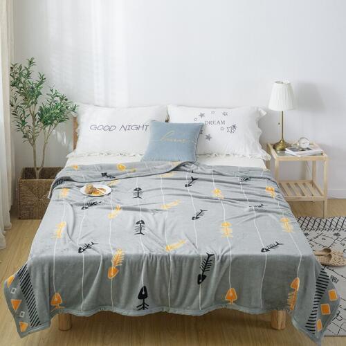 Fish bone High quality Thicken plush bedspread blanket 200x230cm High Density Super Soft Flannel Blanket for the sofa/Bed/Car