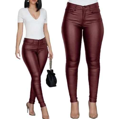 PU leather pants women spring and autumn outer wear leggings four-way stretch trousers sexy slim youth fashion breathable jacket