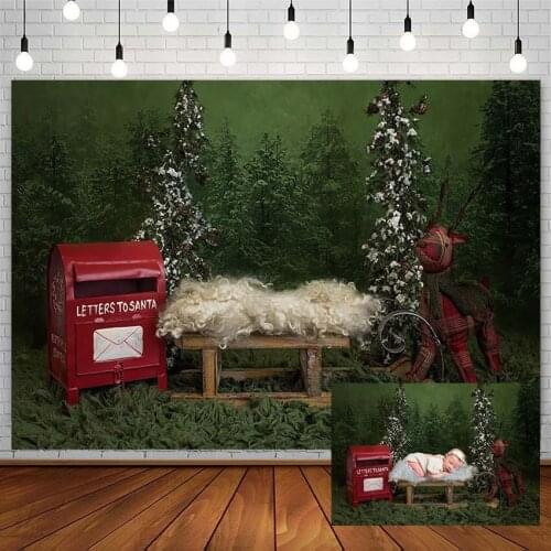 Christmas Backdrops Tree Winter Elk Baby Shower Newborn Subject Green Photography Background Photo Studio Decor Props Photozone