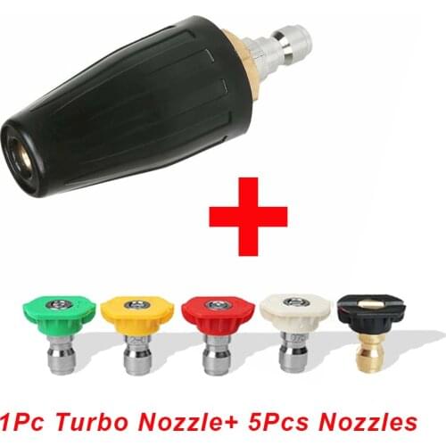 1/4" Quick Connect Rotating Turbo Nozzle with 5 Car Washing Nozzles High Pressure Washer Accessory 360 Degree Turbo Nozzle