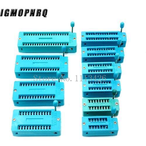 1pcs/lot 14 16 18 20 24 28 32 40 P Pin 2.54 MM Green DIP Universal ZIF IC Socket Test Solder Type IC lock seat zif socket