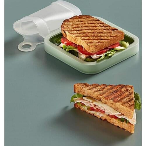 1 Pcs Candy Color Portable Silicone Toast Box Reusable Sandwich Box Prevent Leakage Lunch Box Environmental Storage Box