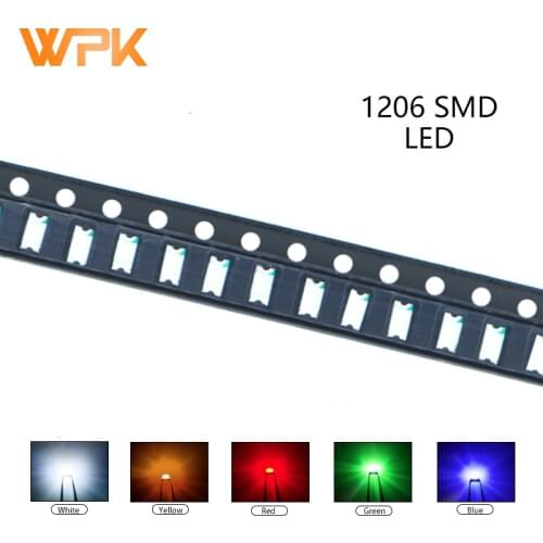 100pcs 1206 SMD LED Red Yellow Green White Blue Orange UV Light Emitting Diode PCB DIY Assorted Kit