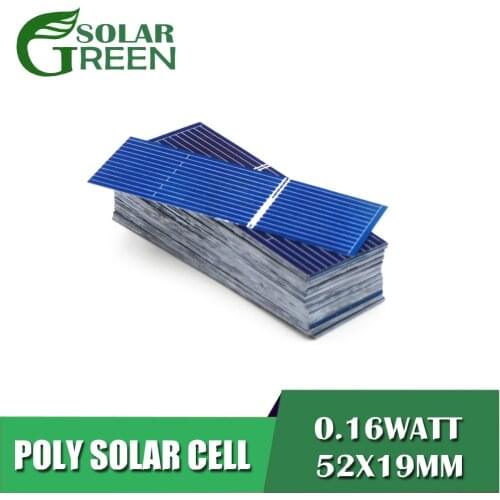 100pcs/lot 1 2 3 4 5 6 9 12 18 24 v Solar Panel Painel Cells DIY Charger Polycrystalline Silicon Sunpower Solar Bord 52x19mm dc