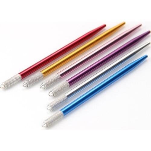 12Pcs Classic Single Head Fogging Pen Microblading Tattoo Handmade Pens Random Color Manual Tool Permanent Eyebrow Tattoo Pencil