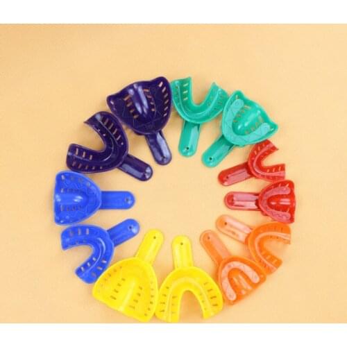 24Pcs Reusable Childrens Adults Colorful Plastic Teeth Holder Dental Impression Trays Central Supply Durable Dental Care Tray