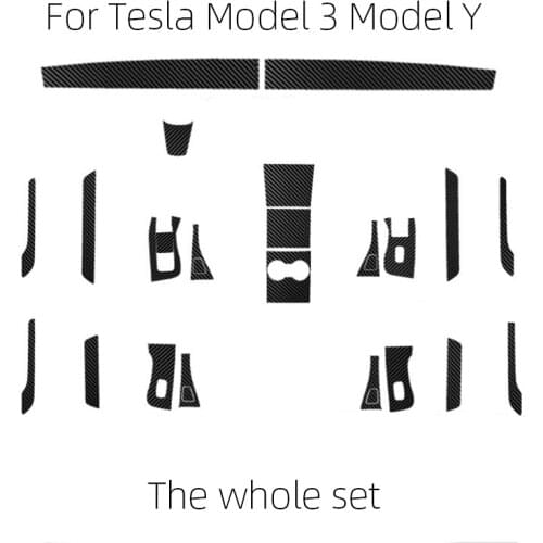 3D 4D 5D Carbon Fiber Vinyl Decal Stickers Car Interior Decoration/ Upgrade/Protection For Tesla Model 3 Model Y 2019 2020
