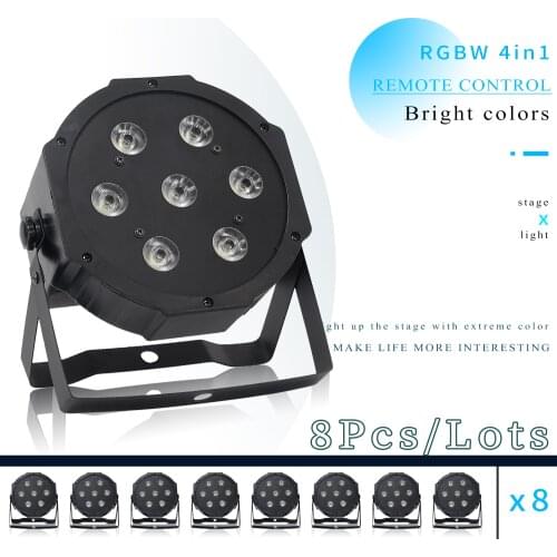 8pcs/lots 25 Angle big lens 7x12W led Par lights RGBW 4in1 flat par led dmx512 disco lights professional stage dj equipment