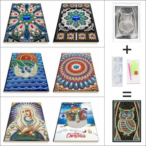 EverShine Diamond Painting Notebook Special Shaped Owl Rhinestones Picture Cross Stitch 60 Pages A5 Notebook Diamond Art Kits