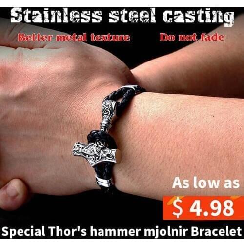 Beier 316L Stainless Steel DIY dropshipping 1pcs thors hammer mjolnir bracelet norse viking scandinavian bracelet Men BC-L046